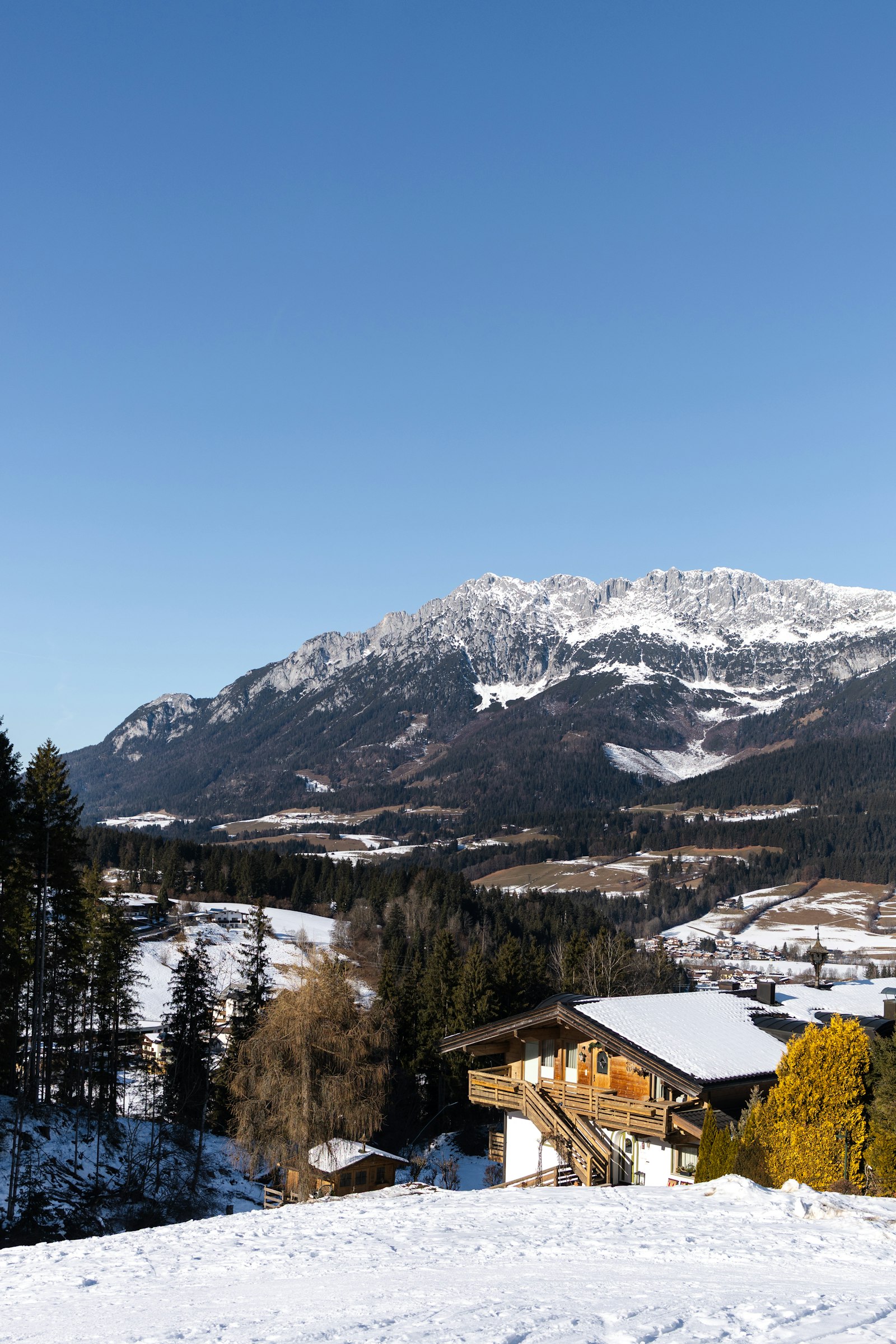 Mountain view from a hillside