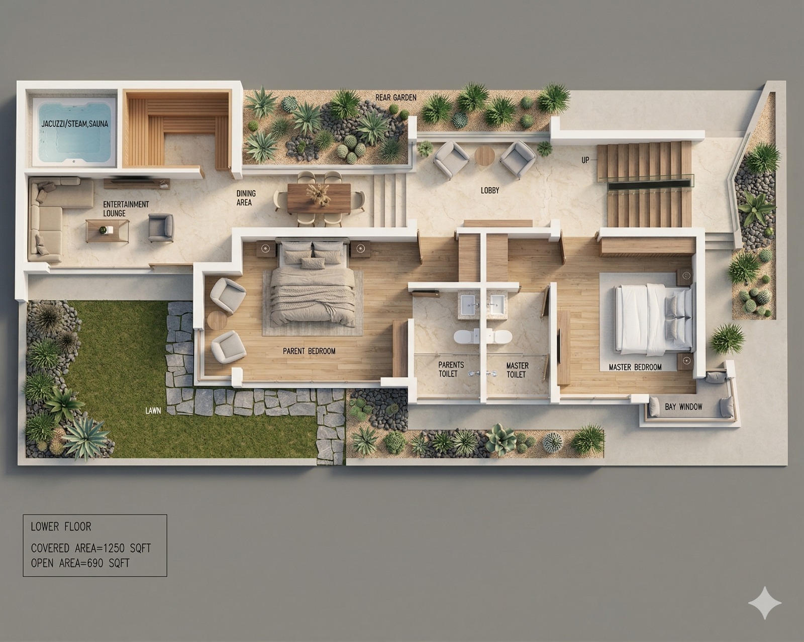 Lower floor 3D render